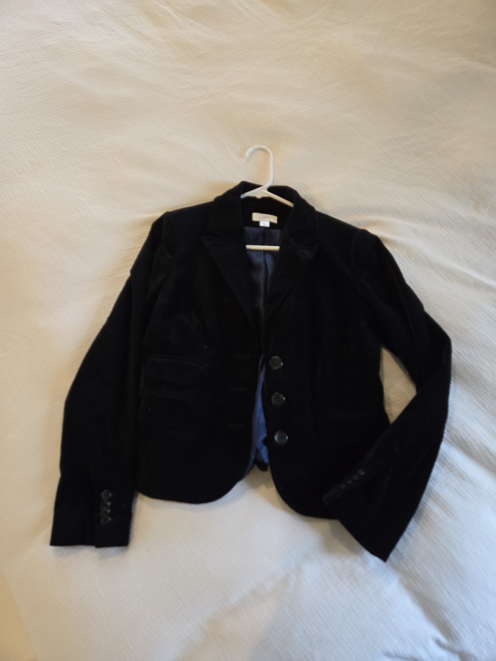 LOFT Black Velvet Tailored Blazer Jacket
